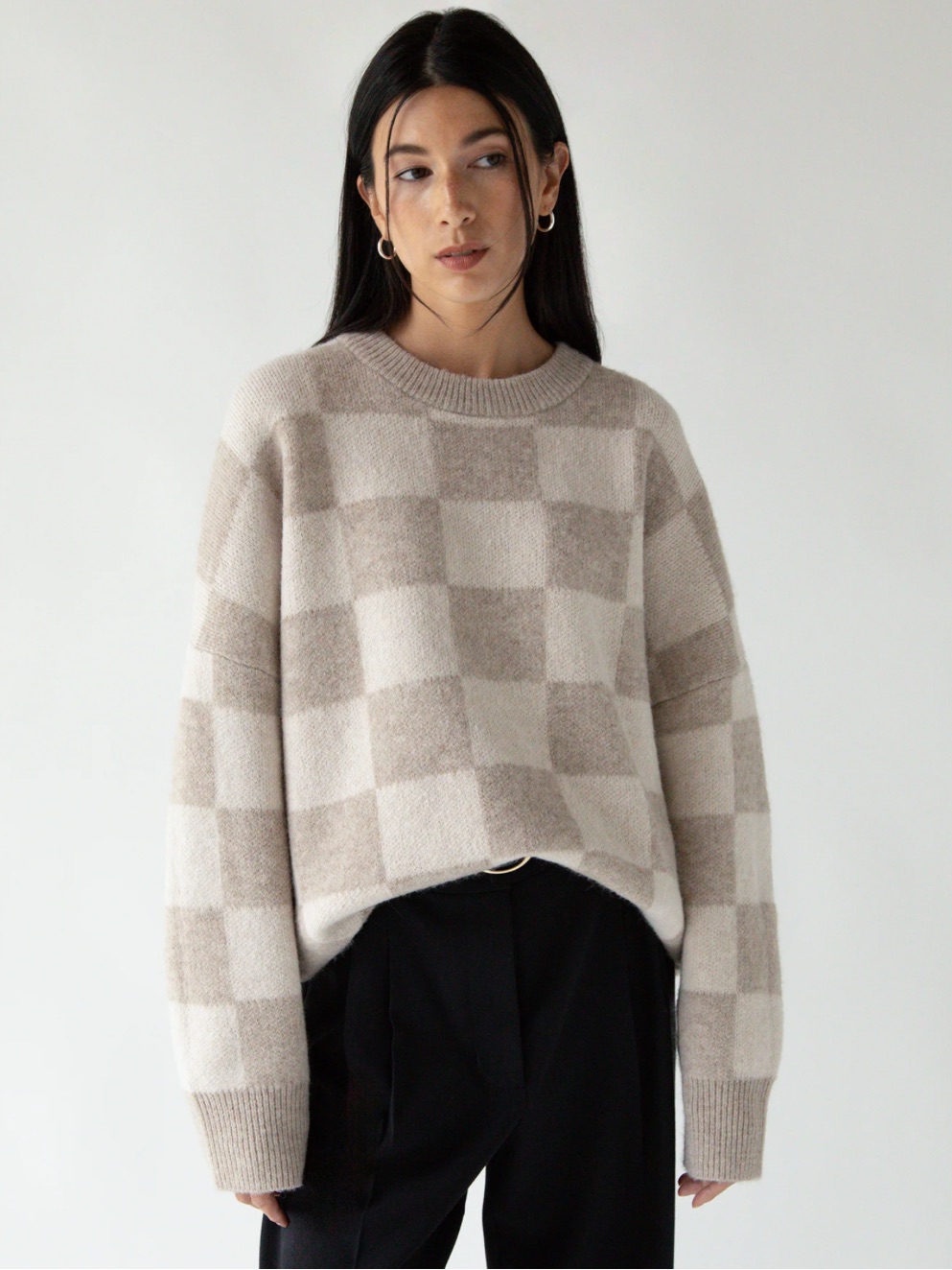 Oak + Fort Checkerboard Crewneck Sweater